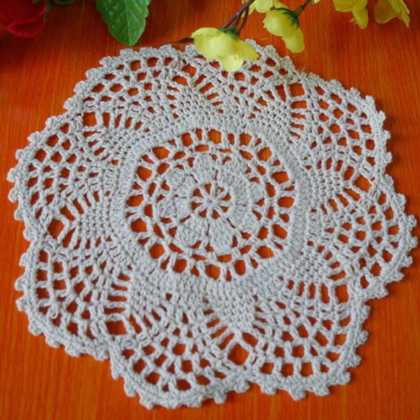 

wholesale- handmade hook flowers cotton lace pads many uses / hollow round decorative mat coasters / vintage europen style / diameter 20cm