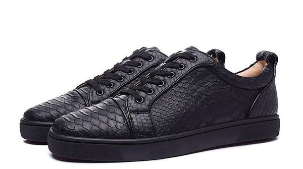 

wholesale New 2017 mens black fishskin genuine leather low top sneakers,designer brand sports shoes,skateboarding shoes 39-47 free shipping