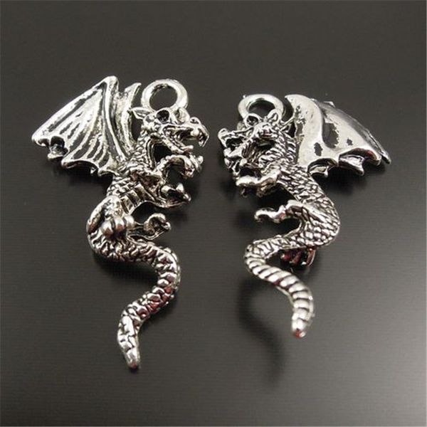 

50pcs antique silver tone alloy dragons charm pendant 28*16*6mm 32149 jewelry making, Bronze;silver