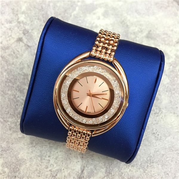 

luxury model women watch shine full diamond lady steel chain wristwatch luxury quartz clock leisure fashion r, Slivery;brown
