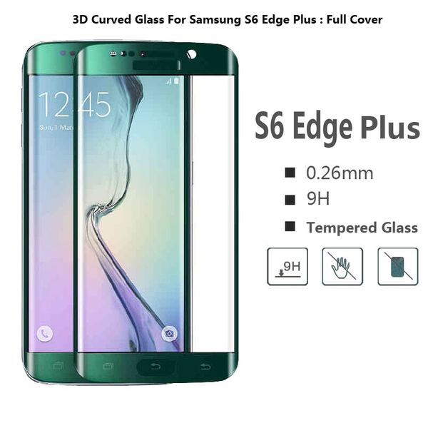 S6 Edge Plus pellicola in vetro temperato per Samsung Galaxy S6 Edge Plus 3D pellicola protettiva per schermo in vetro temperato a copertura totale curva