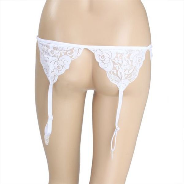

wholesale-imc white floral lace mesh garter belt, Black;white