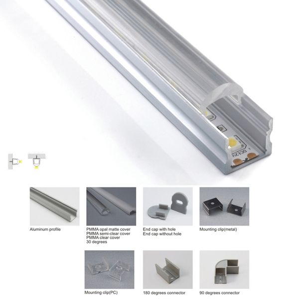 

10 x 1m sets/lot anodized u aluminium profile and al6063 t6 led aluminum extrusion for ceiling or wall lights