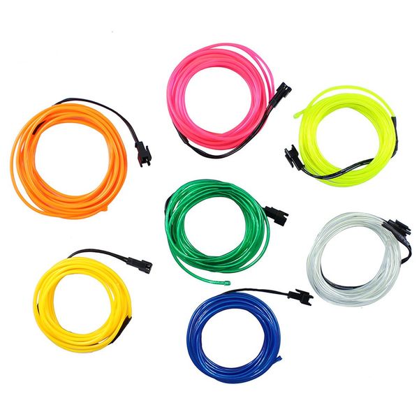 3 V 3 M El Fio Tubo Corda Alimentado Por Bateria Flexível Luz Neon Car Partido Decoração Do Casamento Do Natal Com Controlador de luz de tira CONDUZIDA