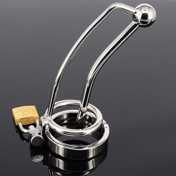 

male urethral sound lock in chastity device 5 rings to choose fetish metal toy catheters insertion chastity cage