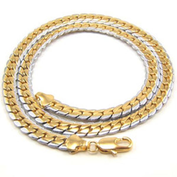 

fast fine women 14k white yellow gold filled necklace wide heavy chain party luxury jewelry, Silver