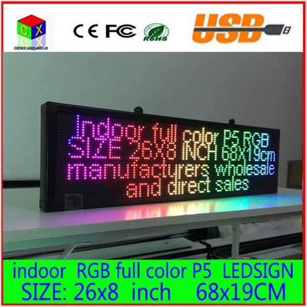 

26x8 inch led sign scrolling text p5 indoor full color led advertising display message board