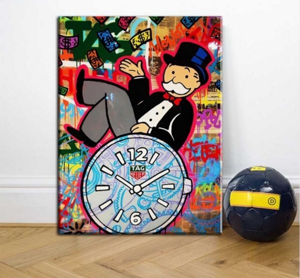 

Alec monopoly handpainted graffiti art oil painting fa hion on wactch home wall art decro on canva multi ize