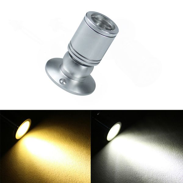 passo regolabile 1w LED mini luce montata su superficie faretto da incasso a led lampada per armadietto dei gioielli luce spot 85-265v luce per armadio a led, argento / nero