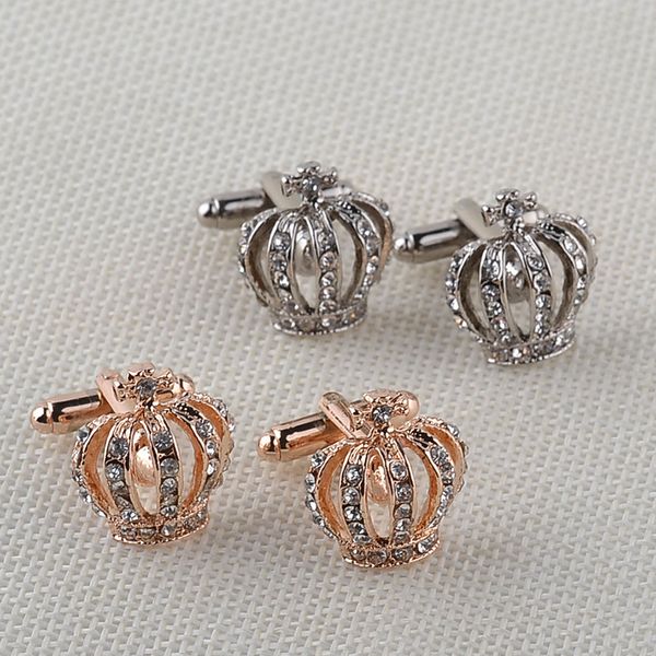 Moda Elegante Donzela Definir Broca Coroa Cuff Links Imperial Crown Cropy Links Francês Crown Bluflinks Aço Inoxidável Mulheres Vintage Wedding Presente