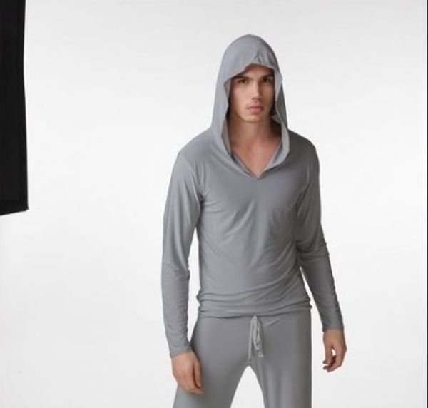 Pijamas WholesaleNew N2N Marca pijamas setslong manga cordão sleepwear para homens de alta qualidade com chapéu de seda gelo confortável terno quente n