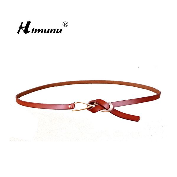 

wholesale- himunu] new fashion bowknot small belts for women leather multicolor woman's belts colors black red white pink, Black;brown