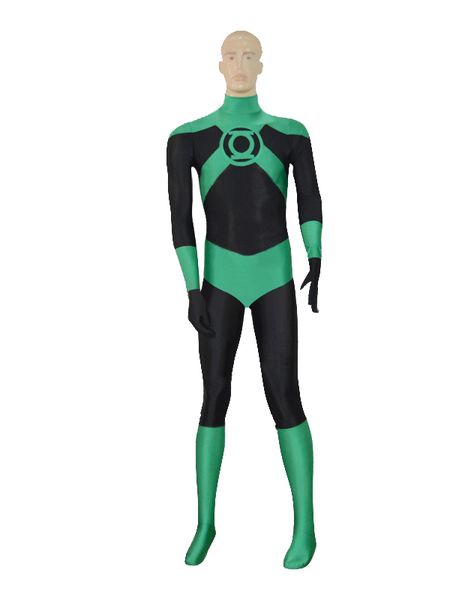 

deep green lantern costume superhero halloween party cosplay zentai suit, Black;red