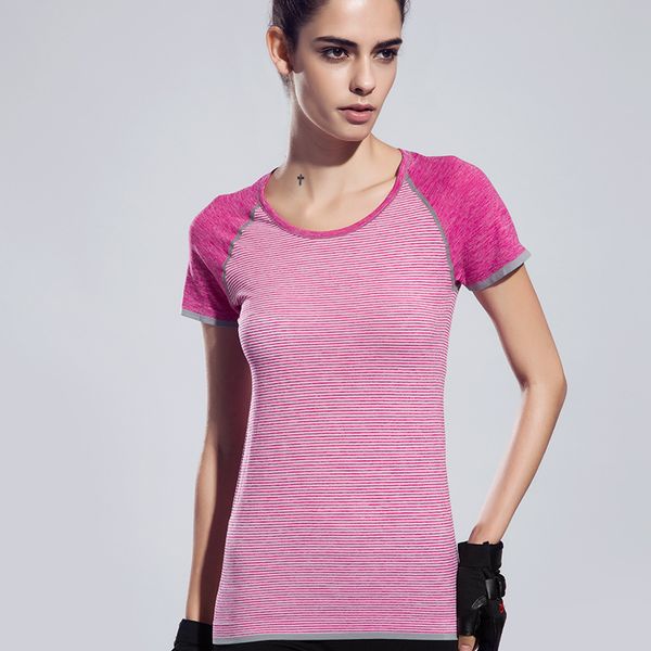 

quick dry stretch slim fit yoga women sport t shirt gym jerseys fitness shirt yoga running t-shirts female sports cloth, White;red