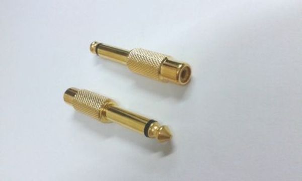 Lotto di 4 adattatori da 6,35 mm (1/4 di pollice) da spina mono a jack RCA - placcati in oro