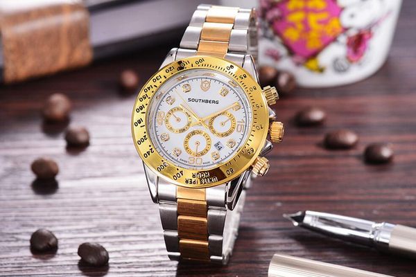 

Известный дизайн моды Мужчины Большие золотые часы серебро из нержавеющей стали