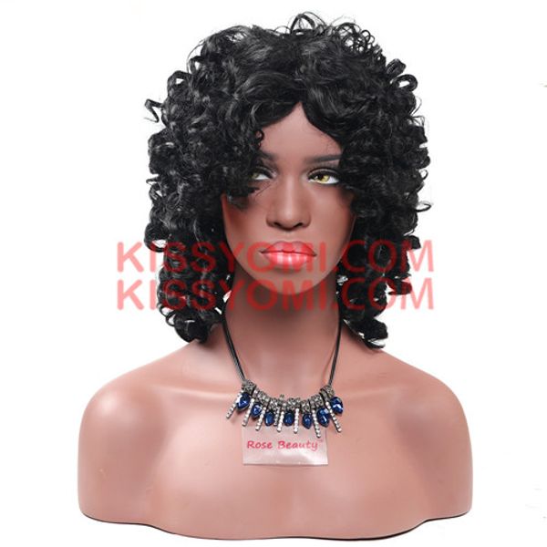 

african jerry curly wig capless women heat resistant synthetic hair wigs lolita drag party celebrity wig black