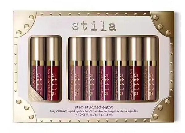 

in stocknew makeup brand stila 8pcs lip gloss set liquid lipstick dhl shipping