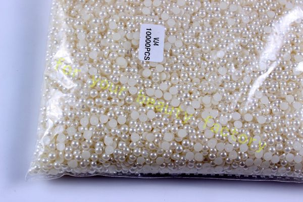 Venda por atacado- frete grátis! Atacado 10000 pcs / pack novo nail artias metade das pérolas 4mm pérolas 3d strass dicas de pregos decoração # x240