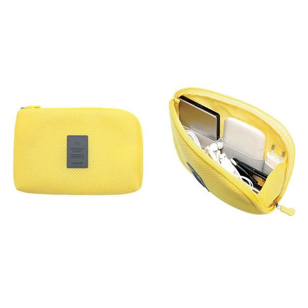 

wholesale- yellow travel data cable charger storage bag mobile power pack pouch bag