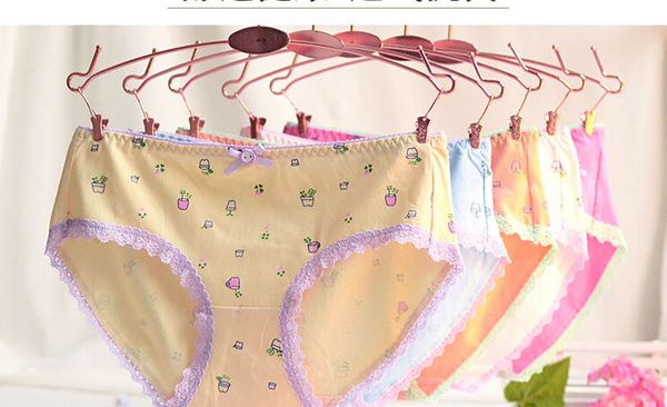 

women underwear fashion print ladies panties cotton briefs, Black;pink