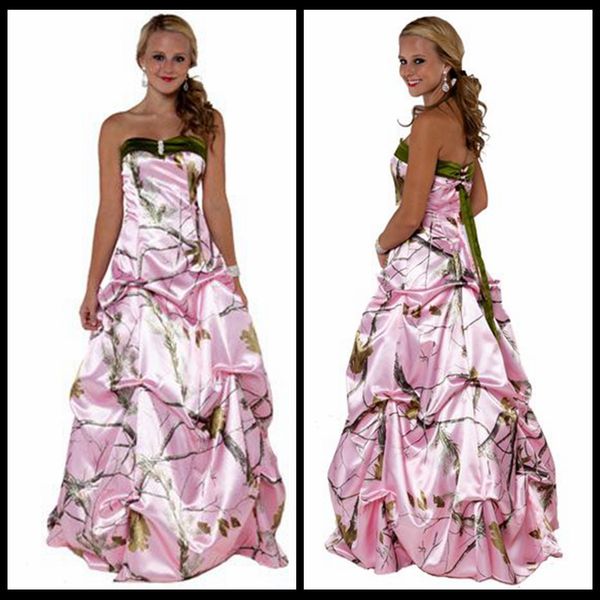 Discount New Arrival Pink Camo Wedding Dresses Green Sweetheart
