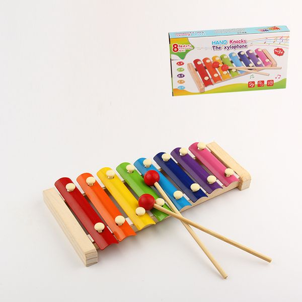 

small wooden eight percussion hand knock xylophone knock wooden baby initiation early childhood toys wholesale