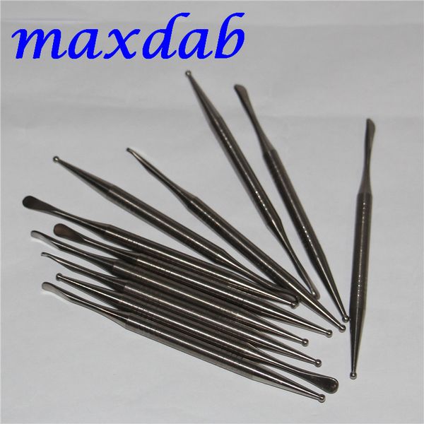 Strumenti per la mano all'ingrosso GR2 Titanium Dabber Giaccia per olio di cera per unghie Strumenti per fumare Scoop TI Contenuto 99% Cappello carboidbile 110mm Supporto OEM