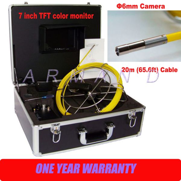 Endoscópio Industrial pequeno tubo de esgoto câmera de inspeção 6mm cabeça da câmera de 7 polegadas Monitor