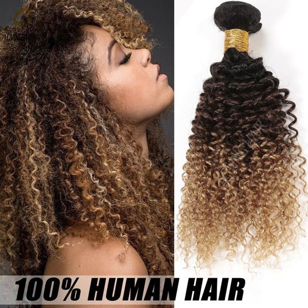 3 Bundles 8a Honey Blonde Ombre Brazilian Kinky Curly Hair Three