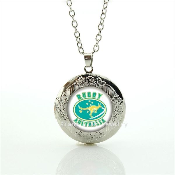 

Modern bijoux locket necklace sport rugby Australia football team sports Team badge Souvenirs jewelry gift for children NF037