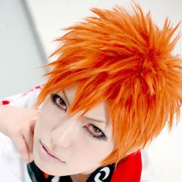 Bleach Kurosaki Ichigo Orange Short Anime Cosplay Party Hair Wig