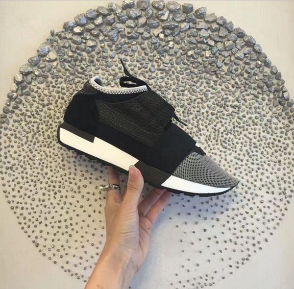 

new drop shipping chaussure femme fashion designer casual shoe man woman race runner sneaker mixed colors red white mesh trainer shoes, Black