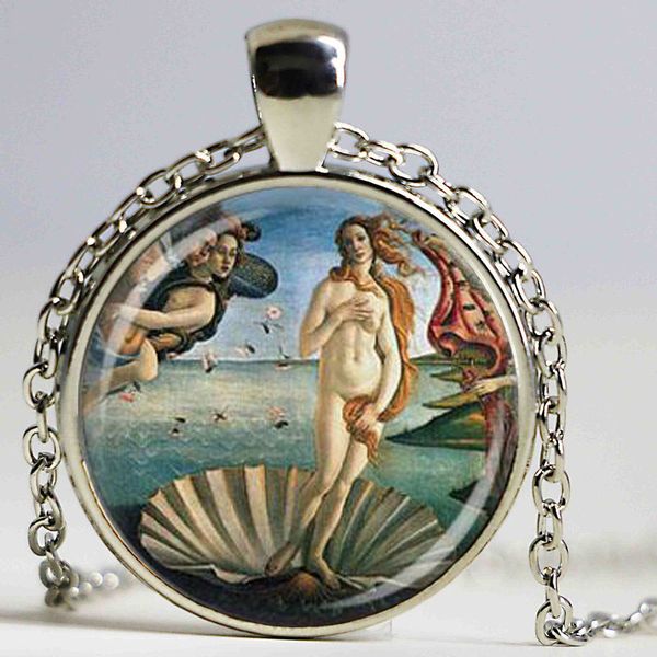 

Drop доставка Оптовая стеклянный купол мода BOTTICELLI Рождение Венеры стекло ожерелье