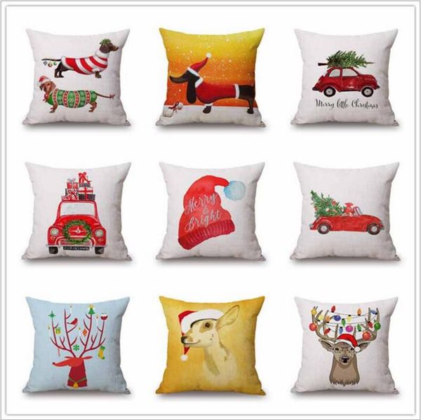 Christmas Pillows Case Xmas Pillow Cover Reindeer Elk Throw