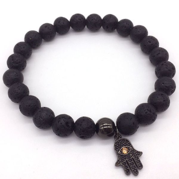 

naiqube 2017 новая мода мужчины браслет pave cz рука лава каменные бусы браслеты шарма лучший друг ювелирные изделия рождественский подарок, Black