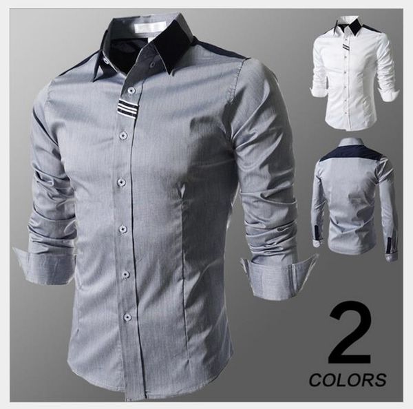 

single breasted shirt men 2018 casual patchwork braid design bried style long sleeve fashion turn down collar ing, White;black