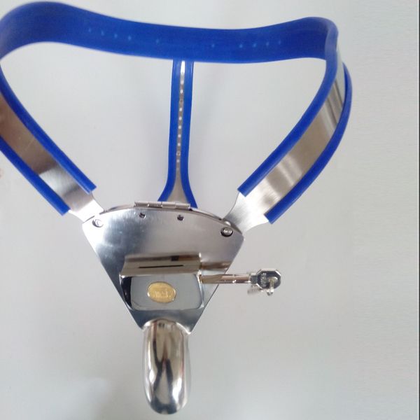 

chastity devices chastity belt cock cages stainless steel pants male lock bondage blue silicone liner toys for men