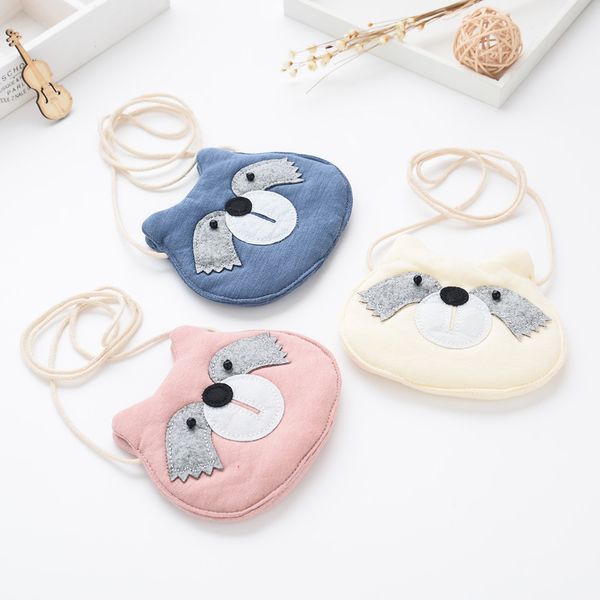 Cute Korea Style Little Owl Head Kids Bag 3 Colors Cotton Kids Messager Bag Cartoon Kids Messager Wallet Lovely Exchange Purse