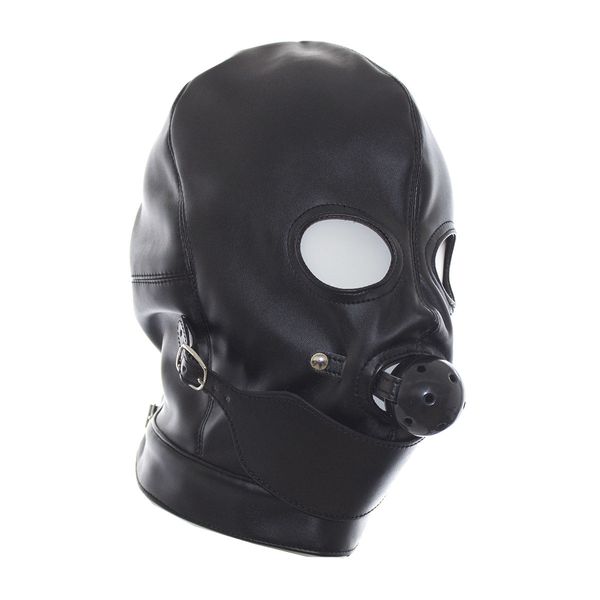 Мода GIMP Full Mask Hood Открытые глаза с рта Ball Gag Бондаж Фетиш Сдержанность # R172