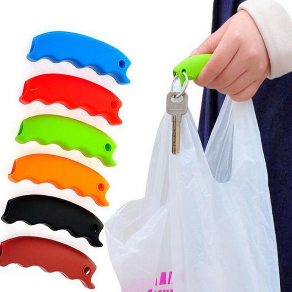 

simple silicone shopping bag basket carrier grocery holder handle comfortable grip grips effort-save body mechanics multi color ic613