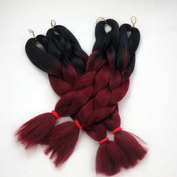 Ombre Dip Dye Two Tone Colored Jumbo Braiding Hair Synthetic Heat