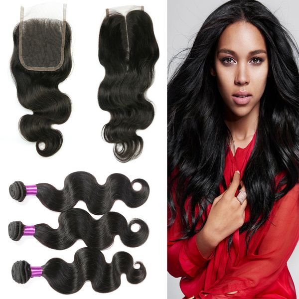 8a Mongolian Body Wave Hair With Closure Malaysian Body Wave Hair