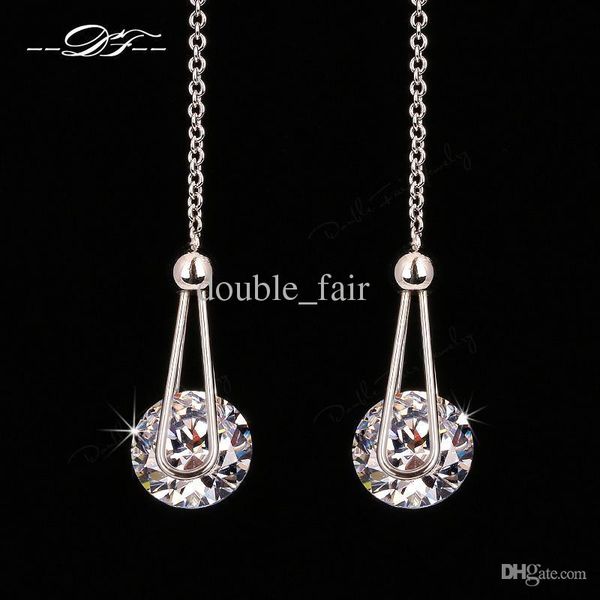 

Elegant 2 Carat AAA+CZ Diamond Drop Line Earrings Platinum Plated Fashion Cubic Zircon Party Jewelry For Women DFE684
