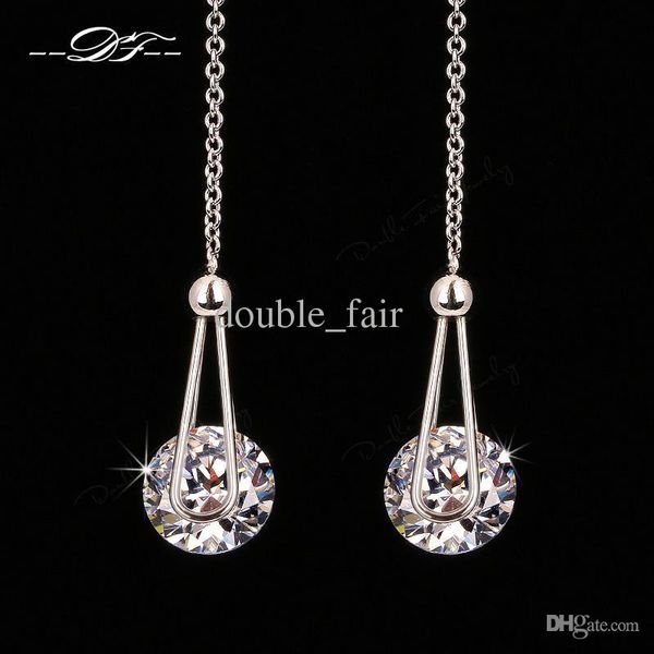 

2015 Новый Elegant 2 Carat AAA + CZ Diamond Drop Line Серьги Платина Платина Кубические циркониевые украшения для женщин DFE684