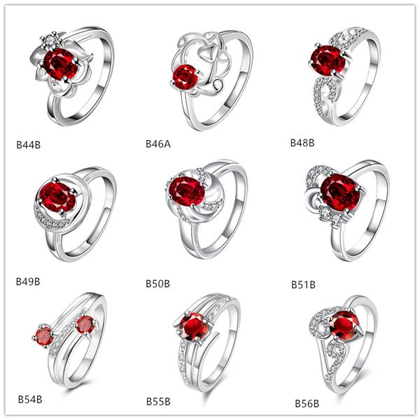 

shaped wings digital red gemstone 925 silver rings gtgr4,high grade sterling silver plated ring 10 pieces mixed style, Golden;silver