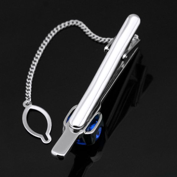

tie clip for men shirts wholsale cufflinks brand tie clip romance blue crystal tie clips l-318, Silver