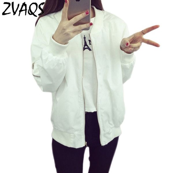 

wholesale- 2016 new windbreak spring autumn womens bomber jacket bf style chaquetas mujer zipper causal sweatshirts ym178, Black;brown