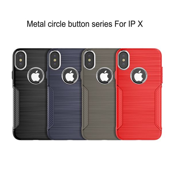 

Shockproof ca e for iphone x metal circle for camera hole logo hole metallic volume button oft tpu ca e back cover