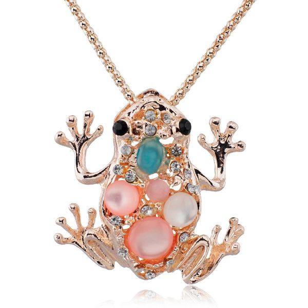 

Hottest Auspicious Lucky Frog Toad Crystal Sweater Chain Long Chain Animal Pendant Necklace Jewelry X505